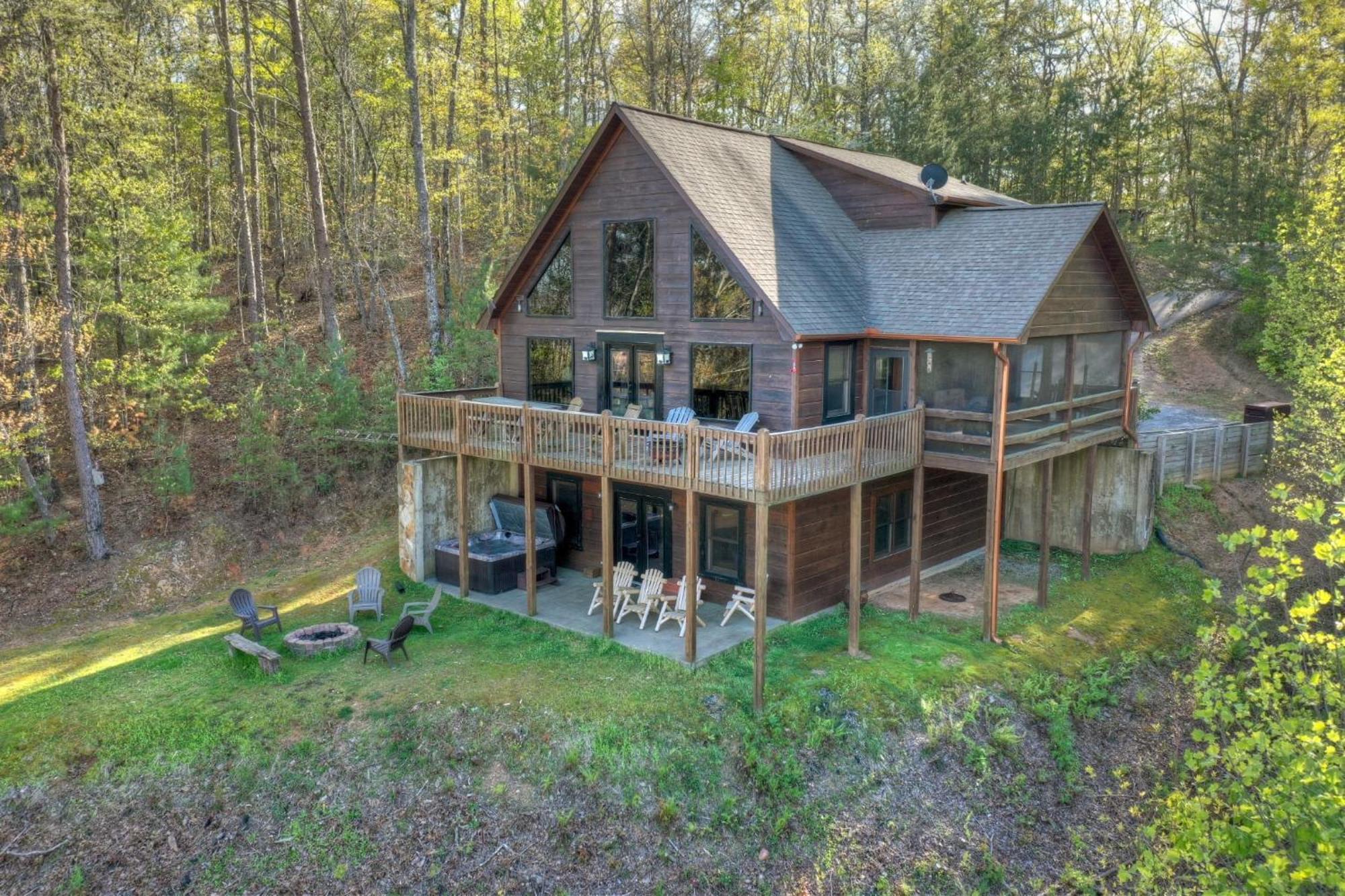 The View Sweeping Mountain Views Gas Fireplace Game Room Hot Tub Blue Ridge Bagian luar foto