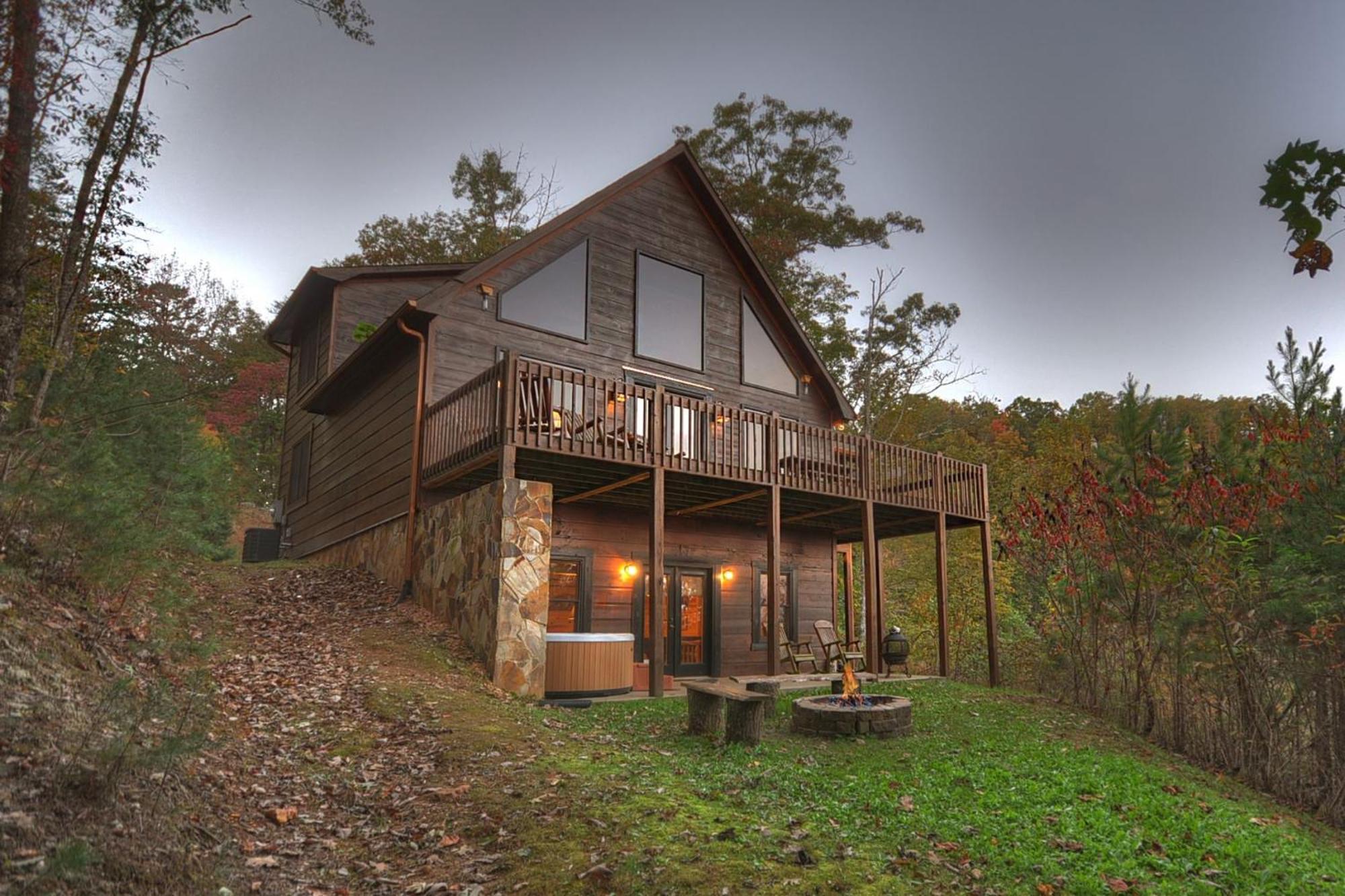 The View Sweeping Mountain Views Gas Fireplace Game Room Hot Tub Blue Ridge Bagian luar foto